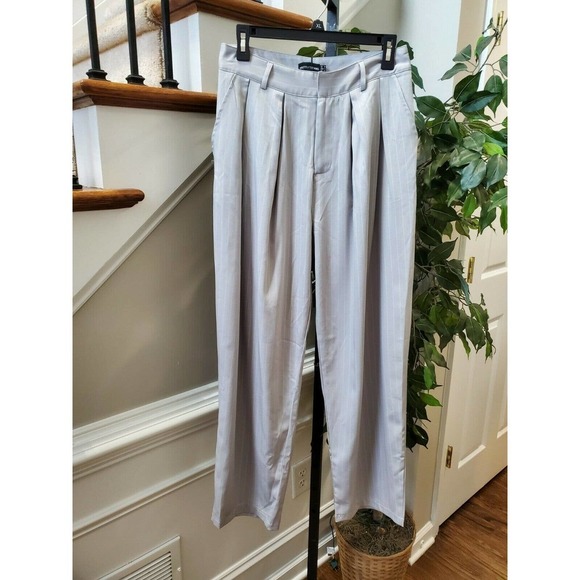 Prettylittlething Women's Gray Lined Polyester High Waisted Trouser Pant Size 6 - Picture 1 of 11
